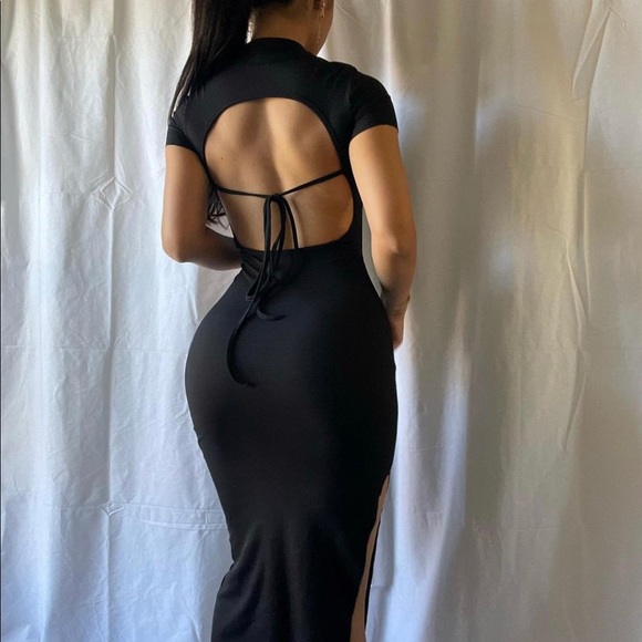 SHIRT BACKLESS SLIT DRESS - Picture 2 of 5